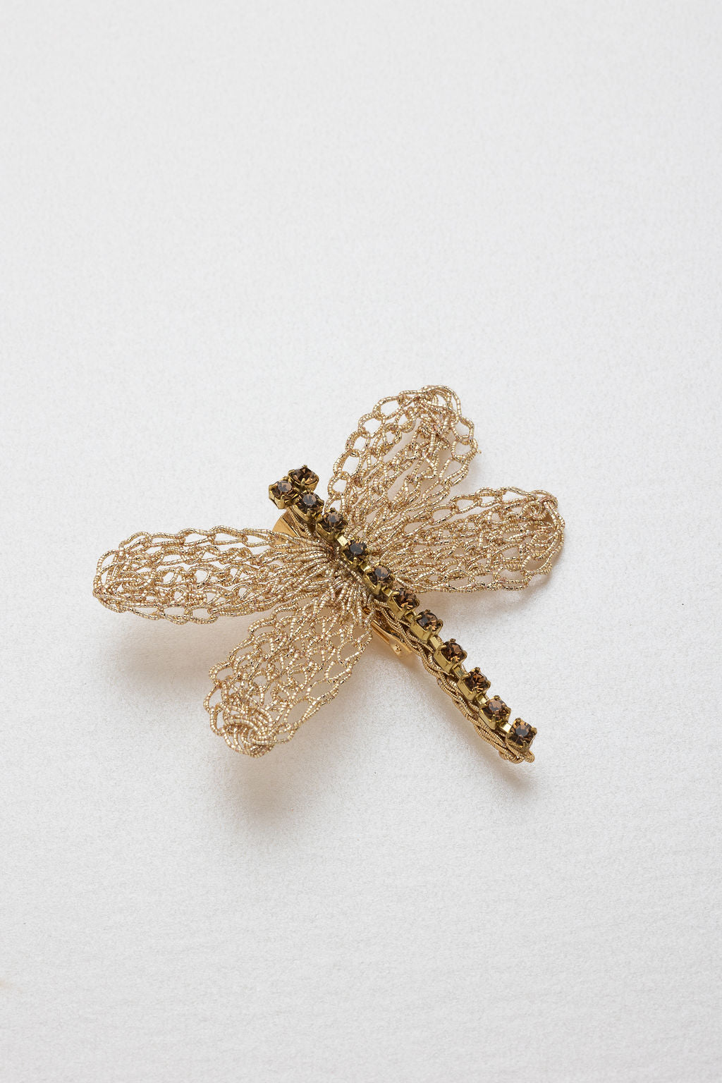 Spilla Dragonfly - Spilla Artigianale all'Uncinetto con Strass