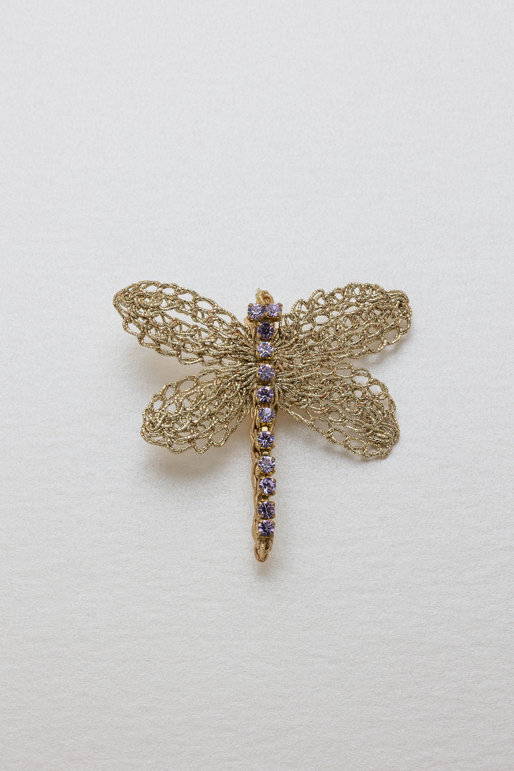 Spilla Dragonfly - Spilla Artigianale all'Uncinetto con Strass
