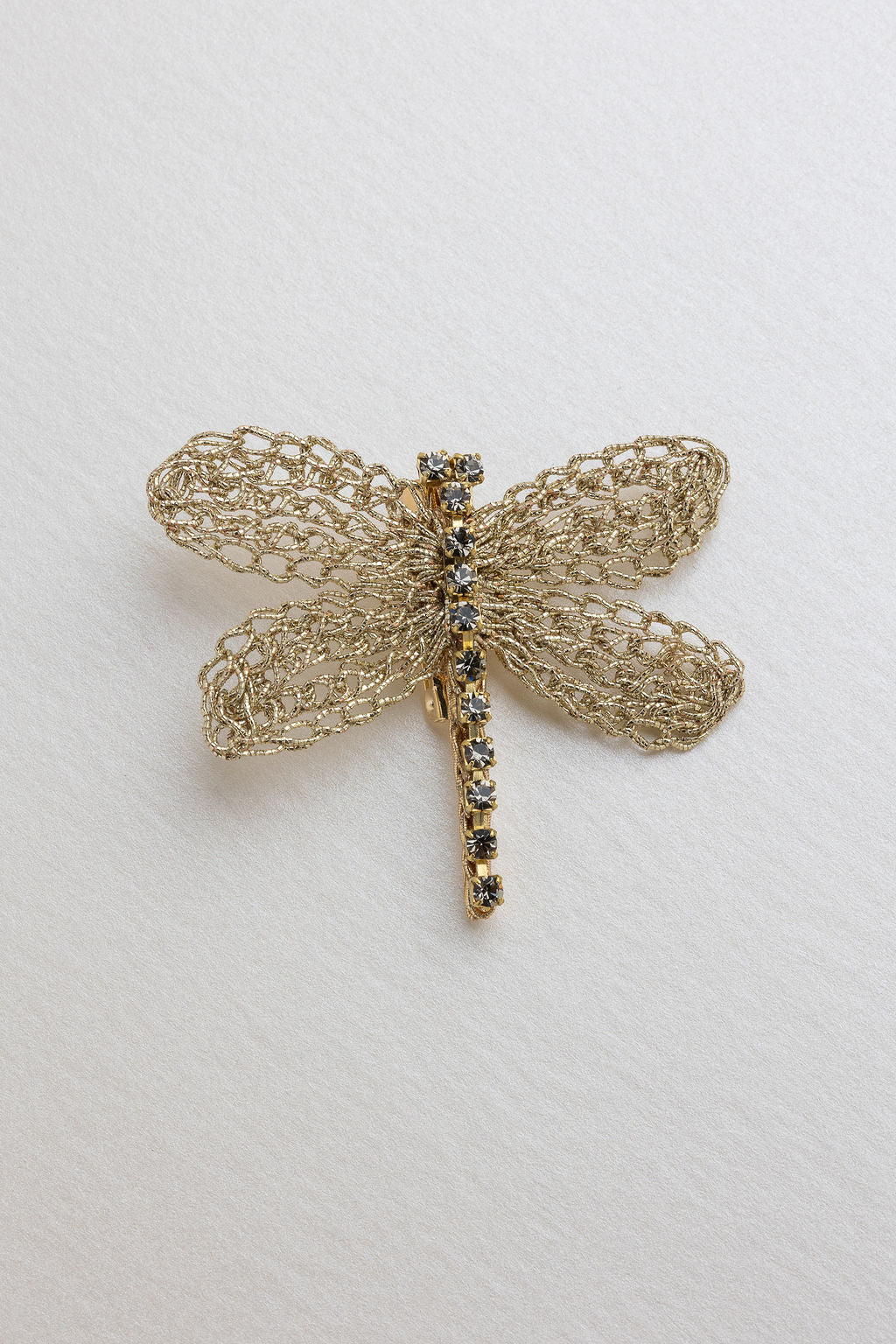 Spilla Dragonfly - Spilla Artigianale all'Uncinetto con Strass